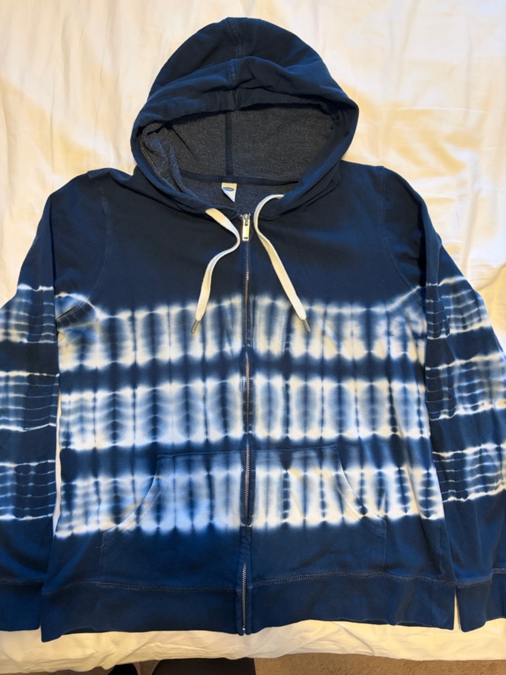 Old Navy Navy and White Zip-Up Hoodie
